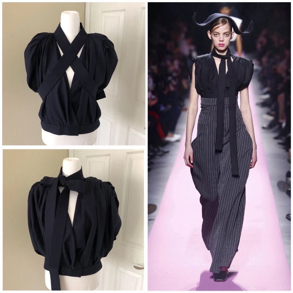 Jacquemus Navy Ribbon Top “Le Haut Madame”